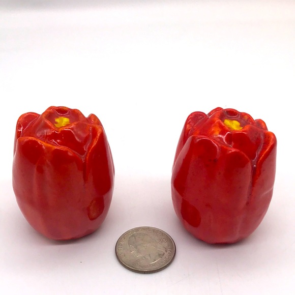Japan Dining Ceramic Vintage Red Tulip Salt Pepper Shakers Poshmark